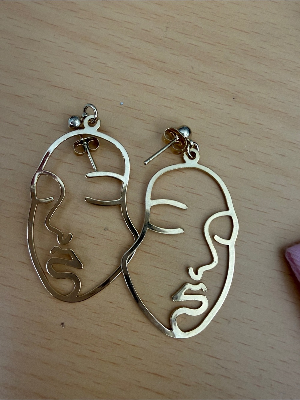 Minimalist Abstract Face Drop Earrings - Gold